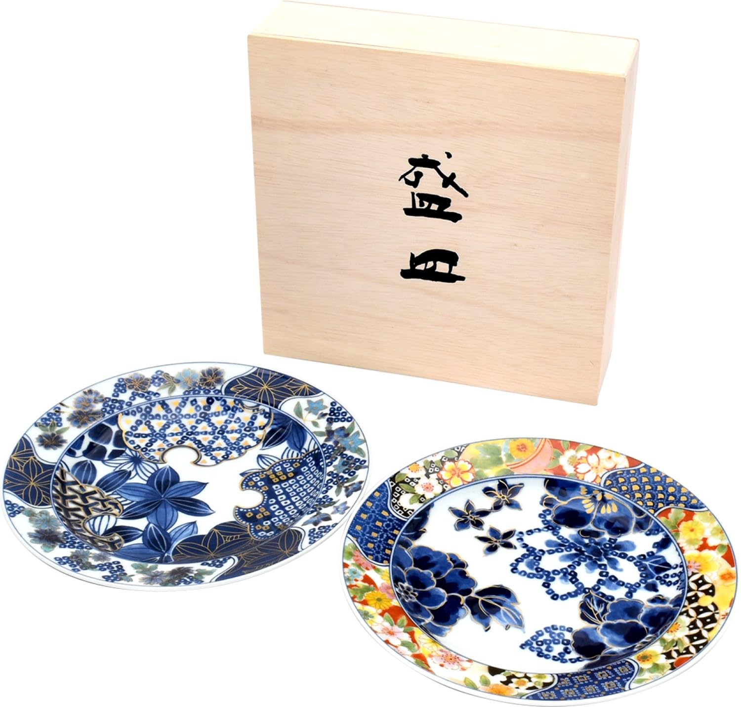 Amazon.co.jp: セラミック藍 宴 組大皿 2色 サイズ：約φ24 H2.7 41060